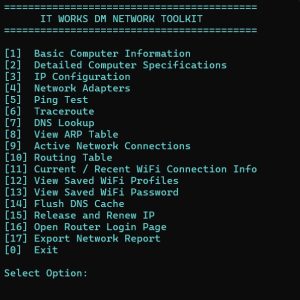 IT Works DM Network Administration Toolkit v1.3 — Free Windows IT Support Utility