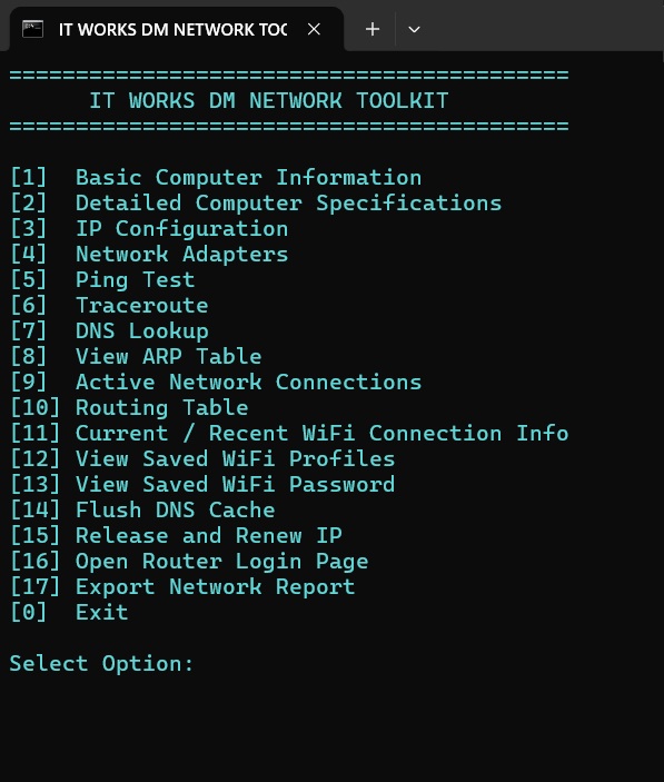 IT Works DM Network Administration Toolkit v1.3 — Free Windows IT Support Utility